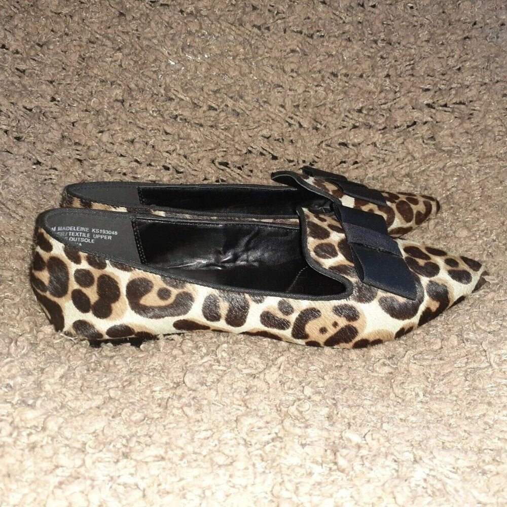 KENSIE-Leopard Pattern Calf Hair Ballet Flats-Ribbon Bow-Sz 6.5-Near Mint - Picture 4 of 7